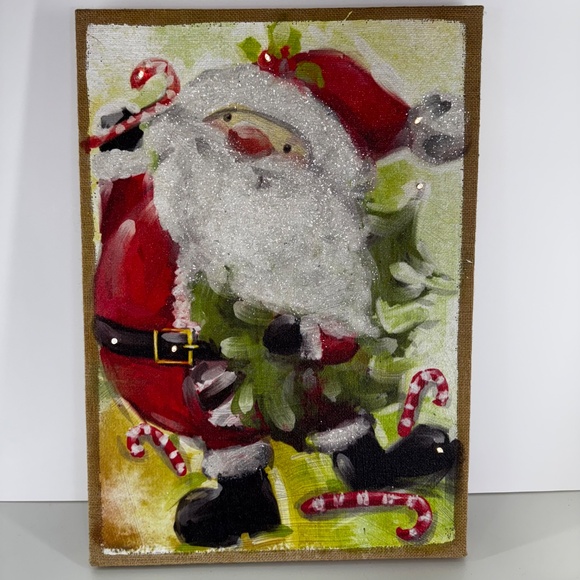 Collectible/Rare Pier 1 Imports Santa Candy Canes Lighted Glitter Canvas - Picture 1 of 12